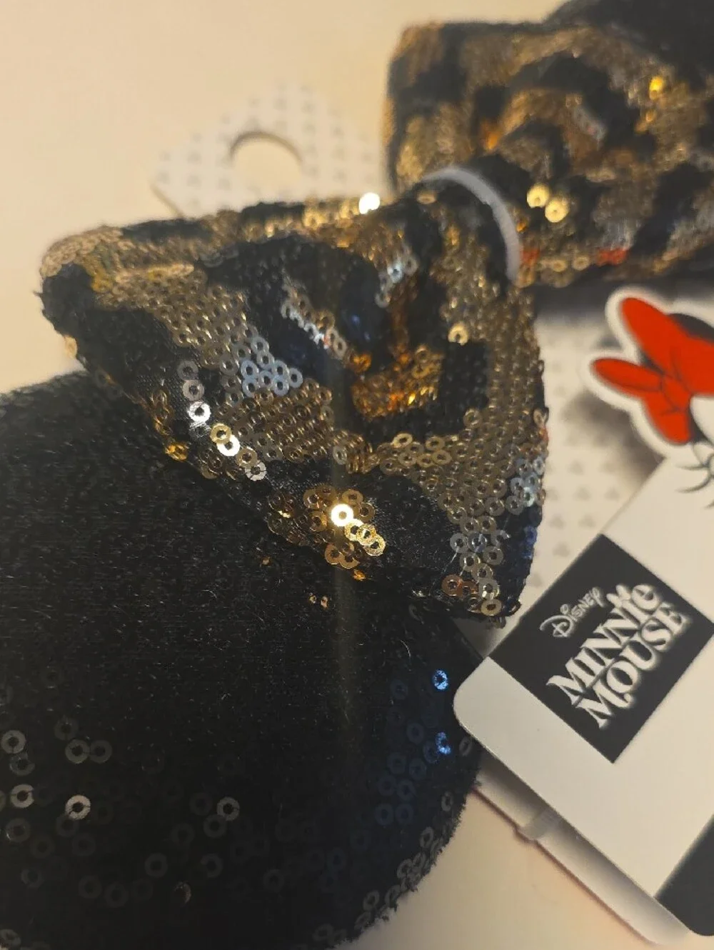 Disney Minnie Mouse Kids Sequin Ear Headband - Black & Gold